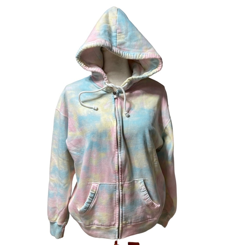 Hollister Hoodie XS Pink Tie Dye Sweater‎ Womens Front Zip Adult